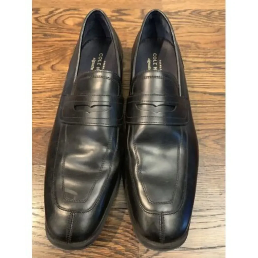 Cole Haan Black Leather Penny Loafers